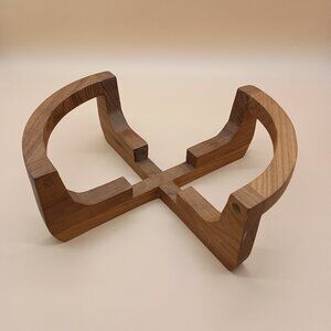 Vintage Midcentury Casserole Wooden Cradle Stand Trivet Made in Brazil Marinex